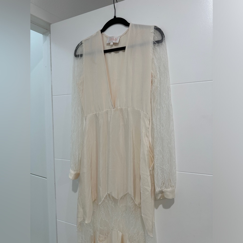 Stone Cold Fox Friar White Lace Deep V Maxi Gown Boho Festival Outfit | Size M/L - Picture 10 of 17